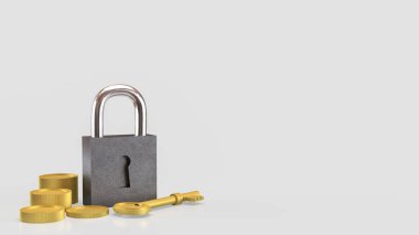 Güvenlik ya da İş Konsepti 3D Hazırlama için ana anahtar ve kilit.