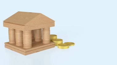 Banka ve madeni paralar kazanç veya iş konsepti 3d oluşturma.