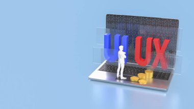 Web sitesi veya uygulama konsepti 3d oluşturma için dizüstü bilgisayarda UI ve UX.