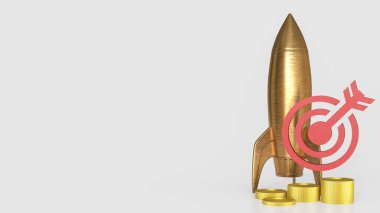 Bakır roket ve İş Konsepti 3D Hazırlama.