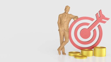 İş Konsepti 3D Hazırlama için kırmızı hedef ve altın sikkeler.