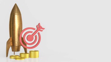 Bakır roket ve İş Konsepti 3D Hazırlama.