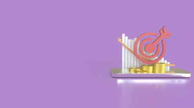 İş Konsepti 3D Hazırlama için cep telefonundaki hedef ve grafikler.