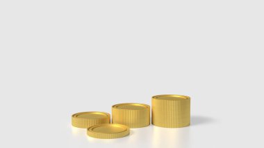 Beyaz Arkaplan 3D Hazırlama üzerinde altın sikkeler.