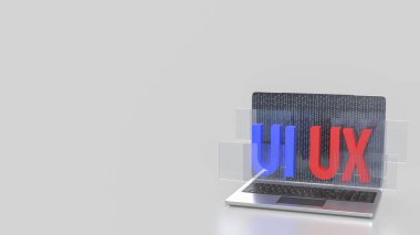 Web sitesi veya uygulama konsepti 3d oluşturma için dizüstü bilgisayarda UI ve UX.