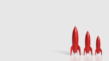 Beyaz Arkaplanda Kırmızı Roket 3d Hazırlama