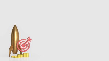 Bakır roket ve İş Konsepti 3D Hazırlama.