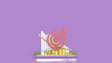 İş Konsepti 3D Hazırlama için cep telefonundaki hedef ve grafikler.