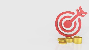 İş Konsepti 3D Hazırlama için kırmızı hedef ve altın sikkeler.