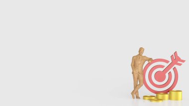 İş Konsepti 3D Hazırlama için kırmızı hedef ve altın sikkeler.