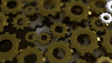 Mühendis ya da teknoloji konsepti 3D oluşturma için Dişliler Arkaplanı.