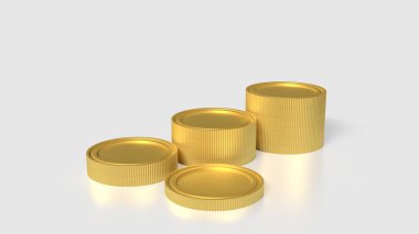 Beyaz Arkaplan 3D Hazırlama üzerinde altın sikkeler.