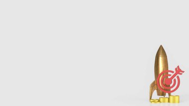 Bakır roket ve İş Konsepti 3D Hazırlama.