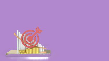 İş Konsepti 3D Hazırlama için cep telefonundaki hedef ve grafikler.