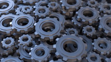 Mühendis ya da teknoloji konsepti 3D oluşturma için Dişliler Arkaplanı.