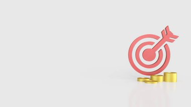 İş Konsepti 3D Hazırlama için kırmızı hedef ve altın sikkeler.