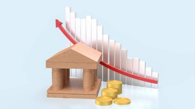 Banka ve madeni paralar kazanç veya iş konsepti 3d oluşturma.