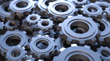 Mühendis ya da teknoloji konsepti 3D oluşturma için Dişliler Arkaplanı.