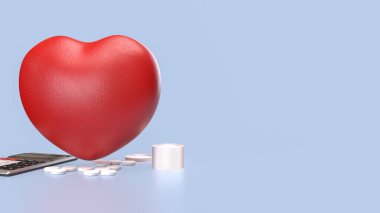 Sağlık veya tıbbi konsept için kalp ve ilaç 3D Hazırlama.