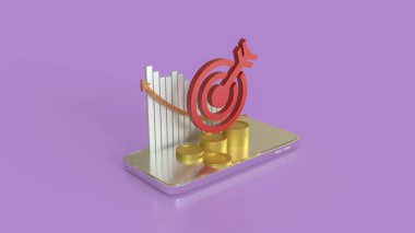 İş Konsepti 3D Hazırlama için cep telefonundaki hedef ve grafikler.