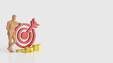 İş Konsepti 3D Hazırlama için kırmızı hedef ve altın sikkeler.