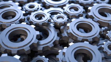 Mühendis ya da teknoloji konsepti 3D oluşturma için Dişliler Arkaplanı.