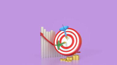 İş Konsepti 3D görüntüleme için hedef ve altın sikkeler.