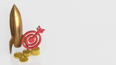 Bakır roket ve İş Konsepti 3D Hazırlama.