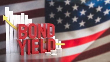 Bond İş Konsepti 3D Hazırlama için ABD bayrağında Verim ve grafiği.