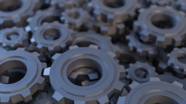 Mühendis ya da teknoloji konsepti 3D oluşturma için Dişliler Arkaplanı.