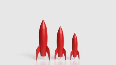 Beyaz Arkaplanda Kırmızı Roket 3d Hazırlama.