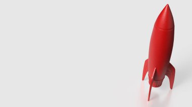Beyaz Arkaplanda Kırmızı Roket 3d Hazırlama