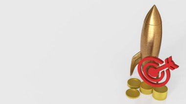 Bakır roket ve İş Konsepti 3D Hazırlama.