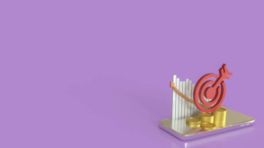 İş Konsepti 3D Hazırlama için cep telefonundaki hedef ve grafikler.