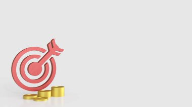 İş Konsepti 3D Hazırlama için kırmızı hedef ve altın sikkeler.
