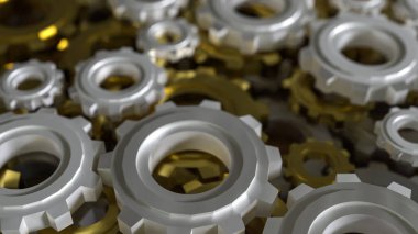 Mühendis ya da teknoloji konsepti 3D oluşturma için Dişliler Arkaplanı.