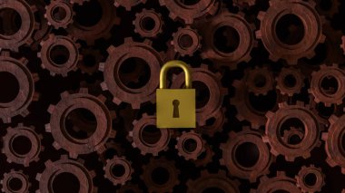 Ana anahtar kilidi ve güvenlik konsepti 3d Hazırlama.