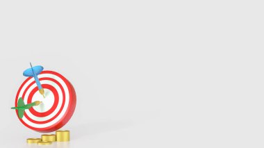 İş Konsepti 3D görüntüleme için mavi göz hedefi ve altın sikkeler.