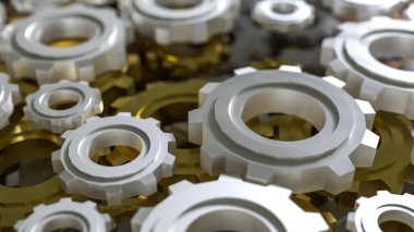 Mühendis ya da teknoloji konsepti 3D oluşturma için Dişliler Arkaplanı.