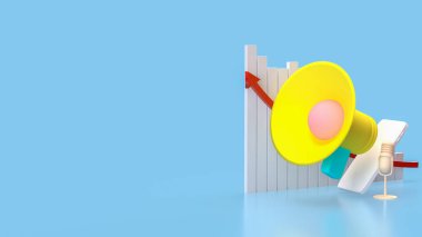 Müzik veya Medya Konsepti 3d Hazırlama için megafon.