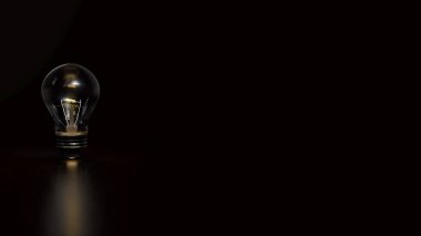 Yaratıcı kavram 3d oluşturma için Siyah arkaplan üzerindeki ampul.