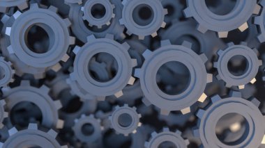 Mühendis ya da teknoloji konsepti 3D oluşturma için Dişliler Arkaplanı.