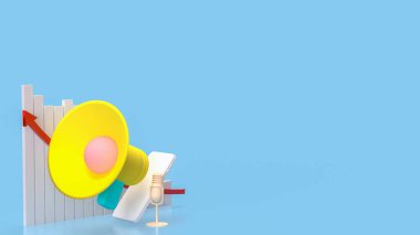 Müzik veya Medya Konsepti 3d Hazırlama için megafon.