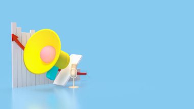 Müzik veya Medya Konsepti 3d Hazırlama için megafon.