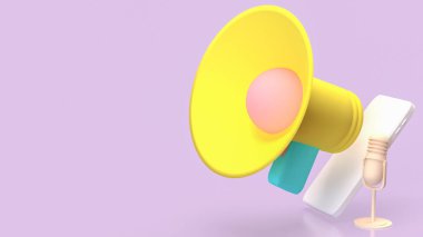 Müzik veya Medya Konsepti 3d Hazırlama için megafon.
