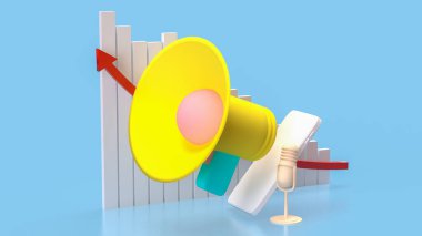 Müzik veya Medya Konsepti 3d Hazırlama için megafon.