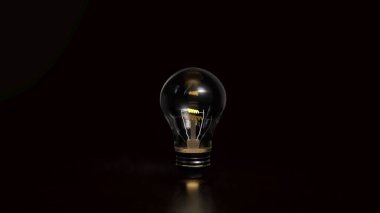 Yaratıcı kavram 3d oluşturma için Siyah arkaplan üzerindeki ampul.