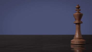  İş Konsepti 3D Hazırlama için Kara Su Üzerine Ahşap Kral.