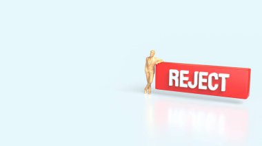 Beyaz arkaplanda Kırmızı Reddet 3d Hazırlama.