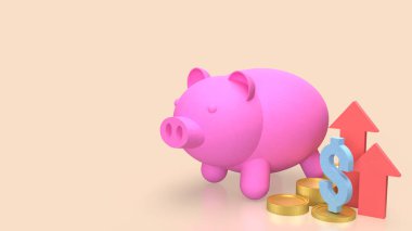 Piggy Bank ve İş Konsepti 3D Hazırlama.